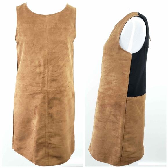 NWT Sanctuary Brown Black Sheath Dress Faux Suede - Picture 1 of 8